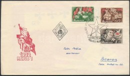 1952 Május 1. (III.) Sor FDC-n, A 40f Bélyegen A Piros Szín Lefelé Tolódott - Autres & Non Classés