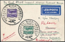 1935 Budapest-Wien-Venezia ElsÅ‘ Repülés LevelezÅ‘lap Olaszországba, Visszküldve / First... - Other & Unclassified