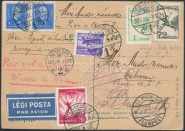 1933 Légi LevelezÅ‘lap 5 SzínÅ± Bérmentesítéssel / Airmail Postcard With 5... - Autres & Non Classés