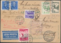 1933 Légi LevelezÅ‘lap 5 SzínÅ± Bérmentesítéssel / Airmail Postcard With 5... - Sonstige & Ohne Zuordnung