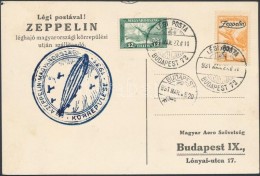 1931 Zeppelin Magyarországi Körrepülés LevelezÅ‘lap  / Zeppelin Round Flight Postcard With... - Other & Unclassified