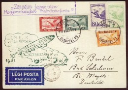 1931 Zeppelin Magyarországi útja Képeslap Budapest - Friedrichshafen, Zeppelin Bélyegek... - Other & Unclassified