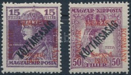 * Szeged 1919 Károly/Köztársaság 15f + Zita/Köztársaság 50f (7.000) /... - Autres & Non Classés