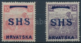* SHS 1918 Fehérszámú Arató 10f, 15f (472.000) / Yugoslavia Mi 59-60 Signed Bodor - Autres & Non Classés