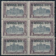 ** Nyugat-Magyarország III. 1921 Parlament 3K Hatostömb (9.000) / Mi 28 Block Of 6, Signed: Bodor - Andere & Zonder Classificatie