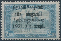 ** Nyugat-Magyarország I. 1921 Parlament 2,50K Hármaslyukasztással (45.000)  / Mi 9 With... - Autres & Non Classés