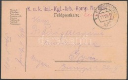 1918 Tábori Posta LevelezÅ‘lap 'K.u.K. Ital.-Kgf.-Arb.-Komp. Nr. 1624' + 'FP 487' - Autres & Non Classés