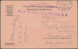 1916 Tábori Posta LevelezÅ‘lap 'K.u.k. REITENDE ARTILLERIEDIVISION Nr.4.' + 'TP 89' - Sonstige & Ohne Zuordnung