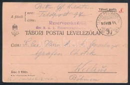 1915 Tábori Posta LevelezÅ‘lap 'Reserveeskadron Des K.u.k. Husarenregiment' + 'TP 97' - Andere & Zonder Classificatie