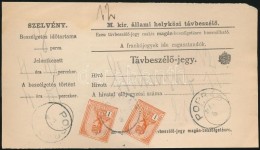 1914 TávbeszélÅ‘ Jegy 2x1K Turul Bérmentesítéssel 'POPRÁD'... - Otros & Sin Clasificación