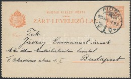 1909 Zárt LevelezÅ‘lap 'FIUME' - Budapest - Autres & Non Classés