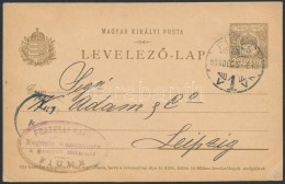 1908 5f Díjjegyes LevelezÅ‘lap 'FIUME' - Leipzig - Autres & Non Classés