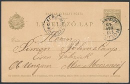 1903 Díjjegyes LevelezÅ‘lap 'HOLICS LEVÉLPOSTA' - 'ALSÓ-MECZENZÉF' - Other & Unclassified