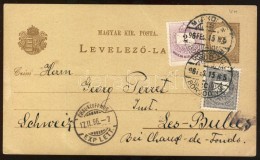 1896 Díjkiegészített Díjjegyes LevelezÅ‘lap  Svájcba / PS-card With Additional... - Other & Unclassified