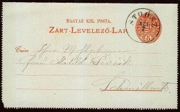 1895 Díjjegyes Zárt LevelezÅ‘lap / PS-letter Card 'STOÓSZ' - 'SZOMOLNOK' - Andere & Zonder Classificatie