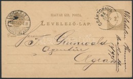 1895 2kr Díjjegyes LevelezÅ‘lap 'CSÁKTORNYA' - Otros & Sin Clasificación