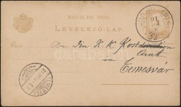 1891 2kr Díjjegyes LevelezÅ‘lap BRASSÓ - BUDAPEST 32 SZ.  Vasúti és 'TEMESVÁR'... - Andere & Zonder Classificatie