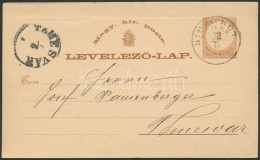 1870 2kr Díjjegyes LevelezÅ‘lap 'HIDEG KÚT / TEMES' - Altri & Non Classificati