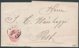 1866 5kr Távolsági Levélen / On Cover 'KAPOSVÁR' - 'PEST / Abend' - Other & Unclassified