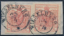 1850 2 X 3kr HP III. Jó / Szép Szélekkel / With Nice Margins 'WIESELBURG' - Andere & Zonder Classificatie