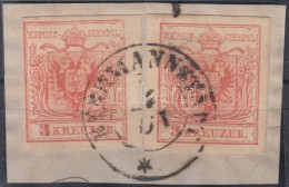 1850 2 X 3kr MP III Teljes / óriási Szélekkel 'HERRMANNSTADT' - Autres & Non Classés