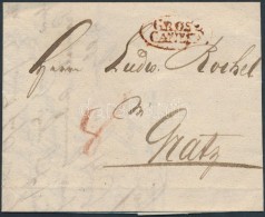 1833 Portós Levél Teljes Tartalommal, Vízjeles Papíron / Unpaid Cover Piros / Red 'GROS... - Otros & Sin Clasificación