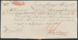 1828 Ex Offo, Vízjeles Papíron Teljes Tartalommal, Piros / Red 'UJHELY' - Miskolcz - Other & Unclassified
