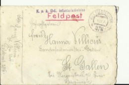 AUSTRIA , ST. GALLEN, STEIERMA     --  K.u.K. FELDPOST   --  K.u.K. 94. INFANTERIEDIVISION  --  FELDPOST 376 - Documents