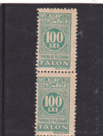 # 176 REVENUE STAMP, 100 LEI,MNH **,  IN PAIR OF TWO, ROMANIA - Steuermarken