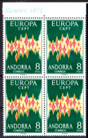 EUROPA - 1972 - Andorre Espagnol - N° 64a - Bloc De 4 Haut De Feuille - LUXE. (Authentique) - 1972