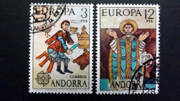 Andorra Span. 96/7 Oo/ESST, EUROPA/CEPT 1975, Romanische Gemälde Aus Der Kirche Von Ordino (12. Jh.) - Usados