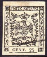 1852 1853 Ducato Di Modena 25 Cent. Centesimi N°4 - Modena