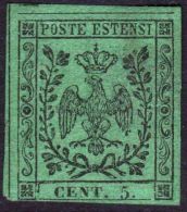 1852 1853 Ducato Di Modena 5 Cent. Centesimi N°7 Senza Gomma - Modène