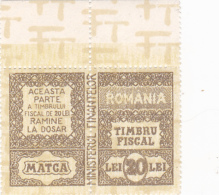 # 178 FISCAUX, REVENUE STAMP, 20 LEI, MNH**,  ROMANIA - Fiscali