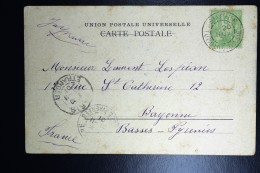 Levant Carte Postale Smyrne A Bayonne, 1901 Avec Yv Nr 64 Type I Valeur Cat 375 Euro - Covers & Documents