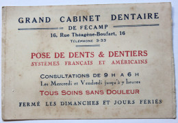 Calendrier 1934 Cabinet Dentaire De Fécamp 16 Rue Théagène Boutart Soins Sans Douleur !!! - Small : 1921-40