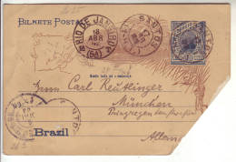 Brasil Brazil 1903 Postal Stationery Santos Rio De Janeiro - Ganzsachen