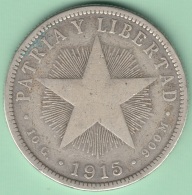 1915-MN-121 CUBA REPUBLICA. 40c SILVER 1915. ESTRELLA. STAR. 10 Gr. - Cuba