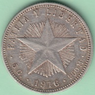 1916-MN-117 CUBA REPUBLICA. 20c KM# 13.2 1916. ESTRELLA. STAR. 5 Gr. - Kuba