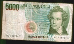 BANCONOTA DA 5.000 LIRE - Bellini - Anno 1985 - 5000 Liras