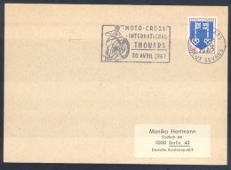 France 1967 Card: Motorcycle Motorbike Fahrrad Moto; Moto Cross International Thouars Slogan Cancellation - Motorbikes