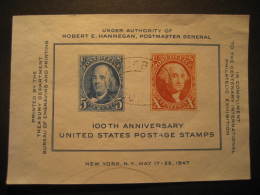 New York 1947 Stamp On Stamp Centenary USA Postage Stamps Cancel Block - Blocks & Sheetlets