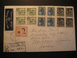 Montreal 1968 To Stockholm Sweden 13 Stamp On Registered Air Mail Cover Canada - Briefe U. Dokumente