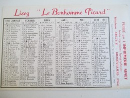 Calendrier Moyen De Bureau/"Le Bonhomme Picard"/Imprimerie/ SINET / Grandvilliers/Oise//1967    CAL346 - Otros & Sin Clasificación