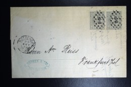 Nederland Brief  Rotterdam Naar Frankfurt  NVPH 22,paar,  PD In Zwart, 1878 - Storia Postale