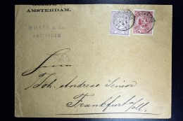 Nederland Enveloppe Amsterdam Frankfurt  Mengfrankering  NVPH 33 + 37  1892 - Storia Postale
