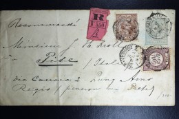 Nederland Aangetekend Postwaardestuk Met Mengfrankering  Nr 33 + 36 Naar Pisa Italie 1896 Waszegel - Cartas & Documentos