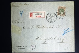 Nederland Aangetekende Enveloppe Amsterdam Magdeburg  NVPH Nr 70   1907 - Storia Postale