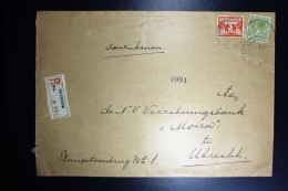Nederland Aangetekende Enveloppe Hilversum Naar Utrecht NVPH 173 + 192 Mengfrankering - Cartas & Documentos