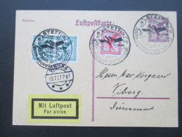 DR 1927 Luftpost GA Mit Zusatzfrankatur. SST Stettin Flugplatz Erster Postflug Deutsche Lufthansa Stettin - Koppenhagen - Poste Aérienne & Zeppelin